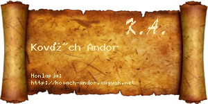 Kovách Andor névjegykártya