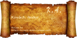 Kovách Andor névjegykártya