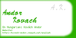 andor kovach business card